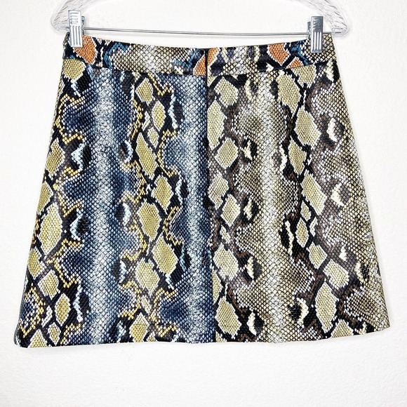 French Connection Adila Colorful Snakeskin Faux Leather Skirt Sz 8 NWT - Picture 5 of 7
